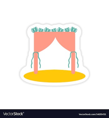 Paper sticker on white background wedding arch vector image