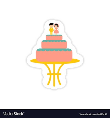 Paper sticker on white background wedding cake vector image