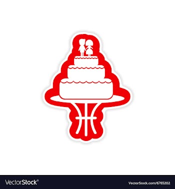 Paper sticker on white background wedding cake vector image