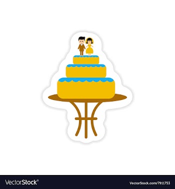 Paper sticker on white background wedding cake vector image