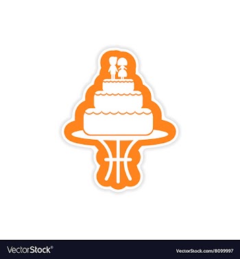 Paper sticker on white background wedding cake vector image