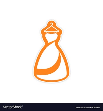 Paper sticker on white background wedding dress vector image