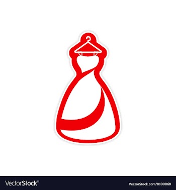 Paper sticker on white background wedding dress vector image