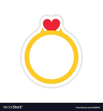 Paper sticker on white background wedding ring vector image