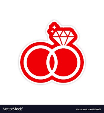 Paper sticker on white background wedding rings vector image