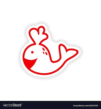 Paper sticker on white background whale smiles vector image