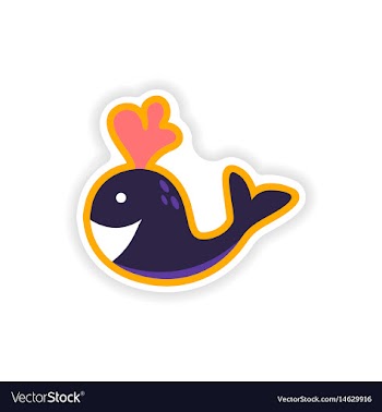 Paper sticker on white background whale smiles vector image