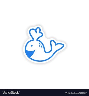 Paper sticker on white background whale smiles vector image