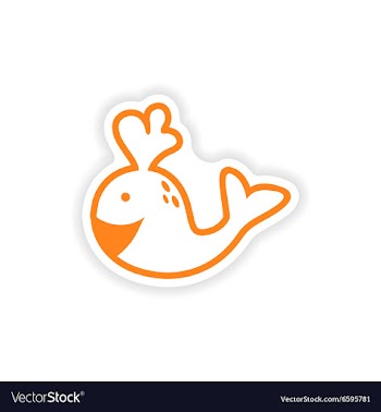 Paper sticker on white background whale smiles vector image
