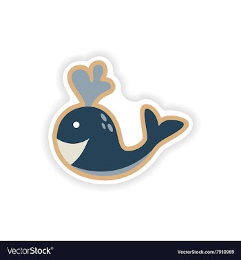 Paper sticker on white background whale smiles vector image