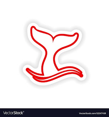 Paper sticker on white background whale tail vector image