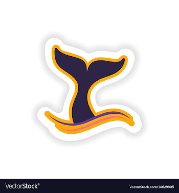 Paper sticker on white background whale tail vector image