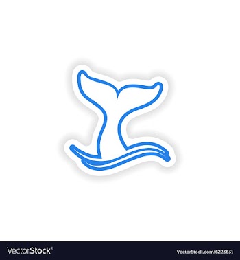 Paper sticker on white background whale tail vector image