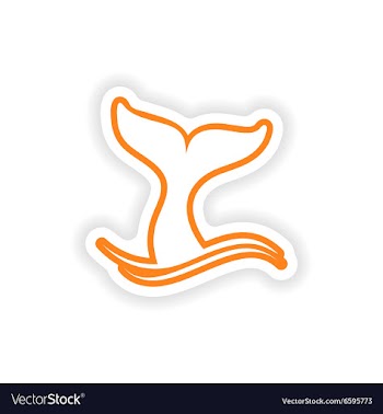 Paper sticker on white background whale tail vector image