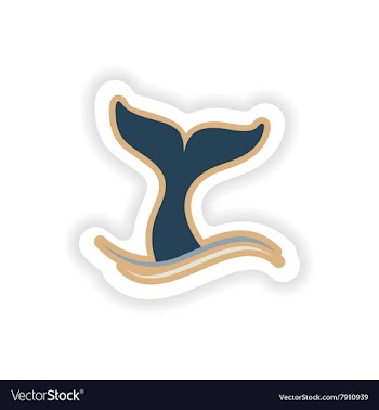 Paper sticker on white background whale tail vector image