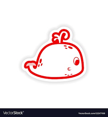Paper sticker on white background whale with vector image