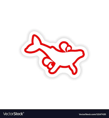Paper sticker on white background whale with vector image