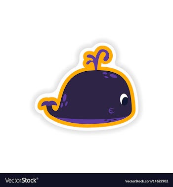 Paper sticker on white background whale with vector image