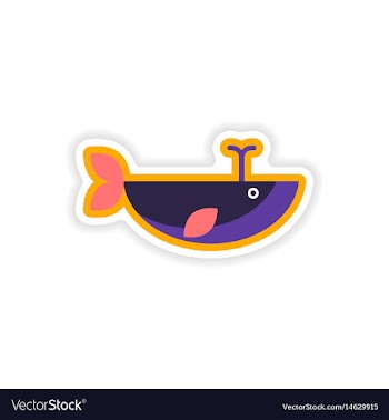 Paper sticker on white background whale with vector image