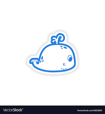 Paper sticker on white background whale with vector image