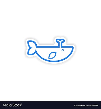 Paper sticker on white background whale with vector image