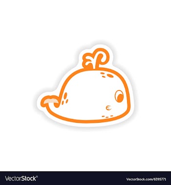 Paper sticker on white background whale with vector image