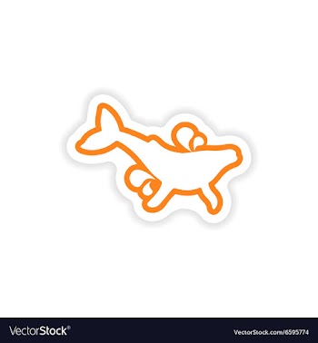 Paper sticker on white background whale with vector image