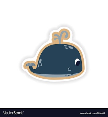 Paper sticker on white background whale with vector image