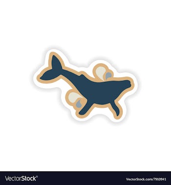 Paper sticker on white background whale with vector image