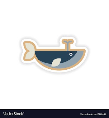 Paper sticker on white background whale with vector image