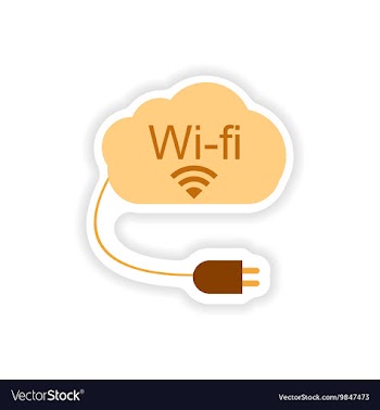 Paper sticker on white background Wi fi cloud vector image
