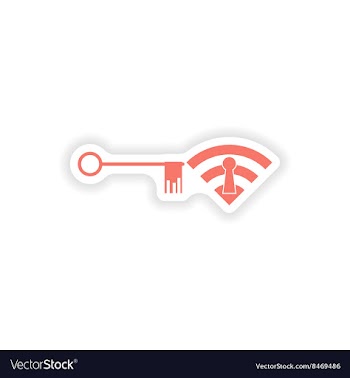 Paper sticker on white background Wi fi key vector image