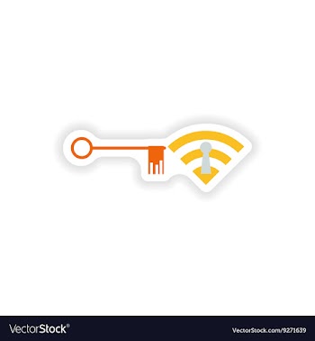 Paper sticker on white background Wi fi key vector image