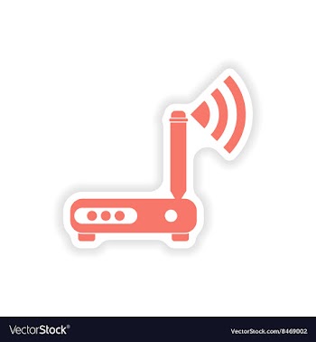 Paper sticker on white background Wi-Fi router vector image