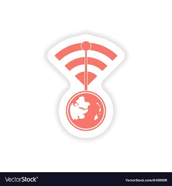 Paper sticker on white background Wi-Fi router vector image
