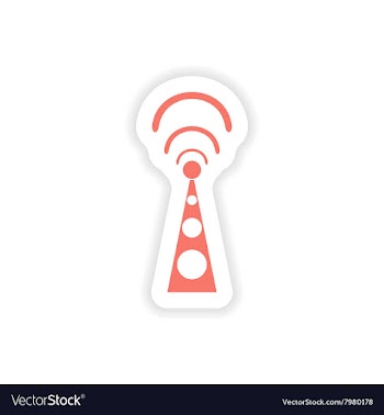 Paper sticker on white background Wi fi tower vector image