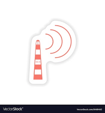 Paper sticker on white background Wi fi tower vector image
