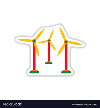 Paper sticker on white background wind mill vector image