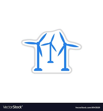 Paper sticker on white background wind mill vector image
