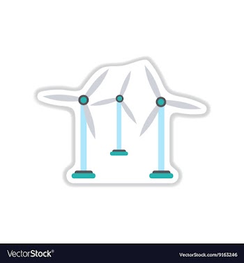 Paper sticker on white background wind mill vector image