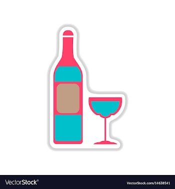 Paper sticker on white background wine bottle vector image