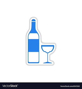 Paper sticker on white background wine bottle vector image