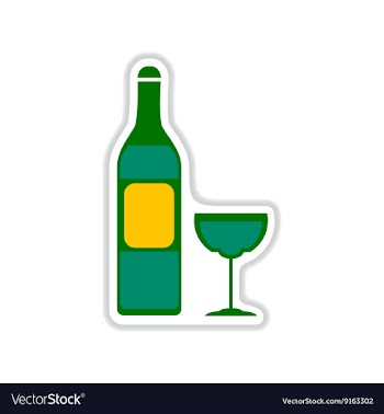 Paper sticker on white background wine bottle vector image