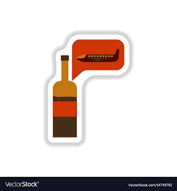 Paper sticker on white background wine plane vector image