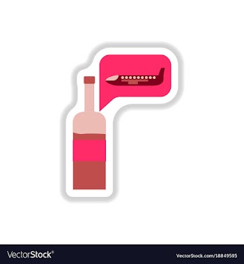 Paper sticker on white background wine plane vector image