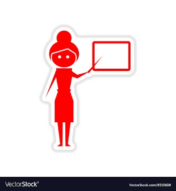 Paper sticker on white background woman teacher vector image