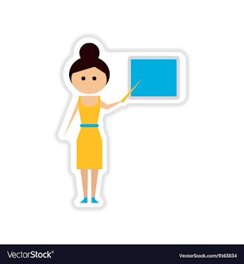 Paper sticker on white background woman teacher vector image