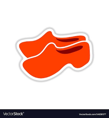 Paper sticker on white background wooden shoes vector image