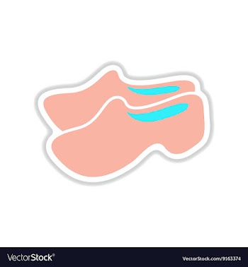 Paper sticker on white background wooden shoes vector image