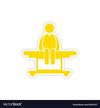Paper sticker patient on stretcher white vector image